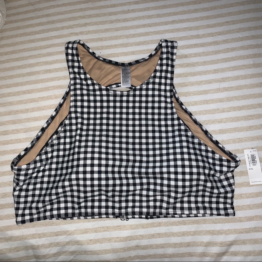 Old Navy High Neck Gingham Swim Top